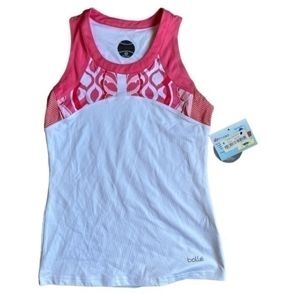NWT Bolle, size XS, tank top, performance, fashion, pink, white, breathable